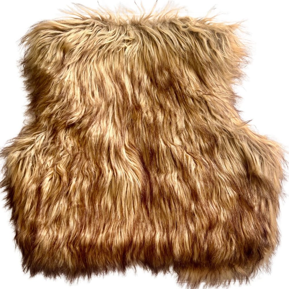 JACK Faux Fur Open Front Boho Vest: brown, tan, black - Picture 2 of 3